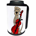3dRose All Smiles Art Pets - Funny Cute Irish Wolfhound Dog Playing Cello - Can Cooler Bottle Wrap (cc_260964)