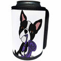 3dRose All Smiles Art Pets - Funny Cute Boston Terrier Puppy Dog is Playing the Saxophone - Can Cooler Bottle Wrap (cc_260967)