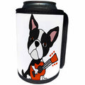 3dRose All Smiles Art Pets - Funny Cute Boston Terrier Puppy Dog is Playing the Guitar - Can Cooler Bottle Wrap (cc_260968)