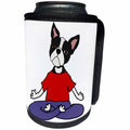 3dRose All Smiles Art Sports and Hobbies - Cute Funny Boston Terrier Dog in Lotus Position Yoga - Can Cooler Bottle Wrap (cc_260969)