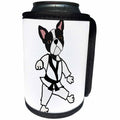 3dRose All Smiles Art Sports and Hobbies - Funny Cute Boston Terrier Puppy Dog Karate Cartoon - Can Cooler Bottle Wrap (cc_260971)
