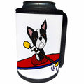 3dRose All Smiles Art Sports and Hobbies - Funny Cute Boston Terrier Puppy Dog Kayaking Cartoon - Can Cooler Bottle Wrap (cc_260972)