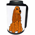 3dRose All Smiles Art Pets - Funny Cute Red Cocker Spaniel Puppy Dog cartoon - Can Cooler Bottle Wrap (cc_260977)