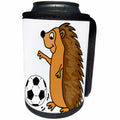 3dRose All Smiles Art Sports and Hobbies - Cute Funny Hedgehog Playing Soccer Cartoon - Can Cooler Bottle Wrap (cc_260979)