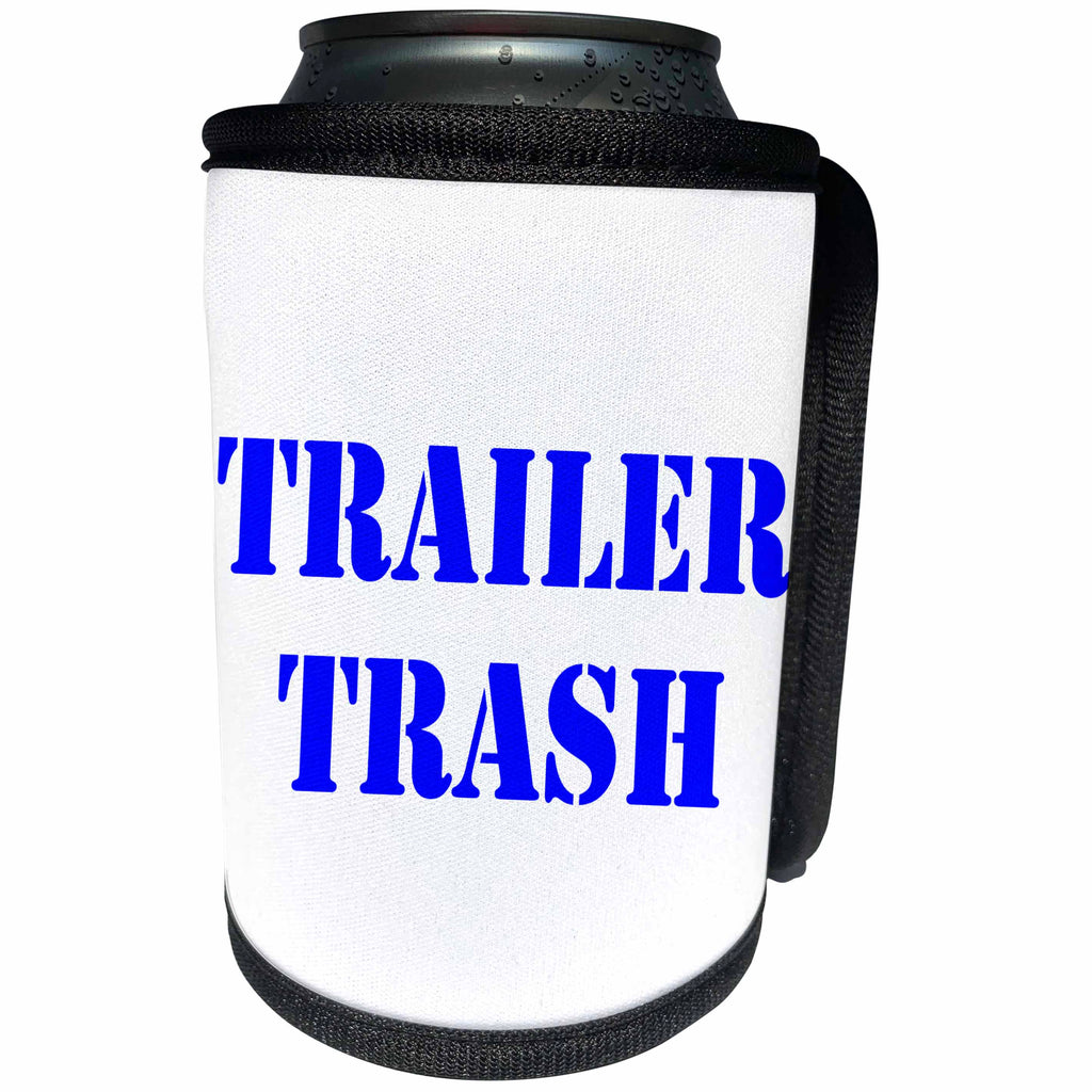 3dRose Trailer Trash - Trailer Trash Blue - Can Cooler Bottle Wrap (cc_261007)