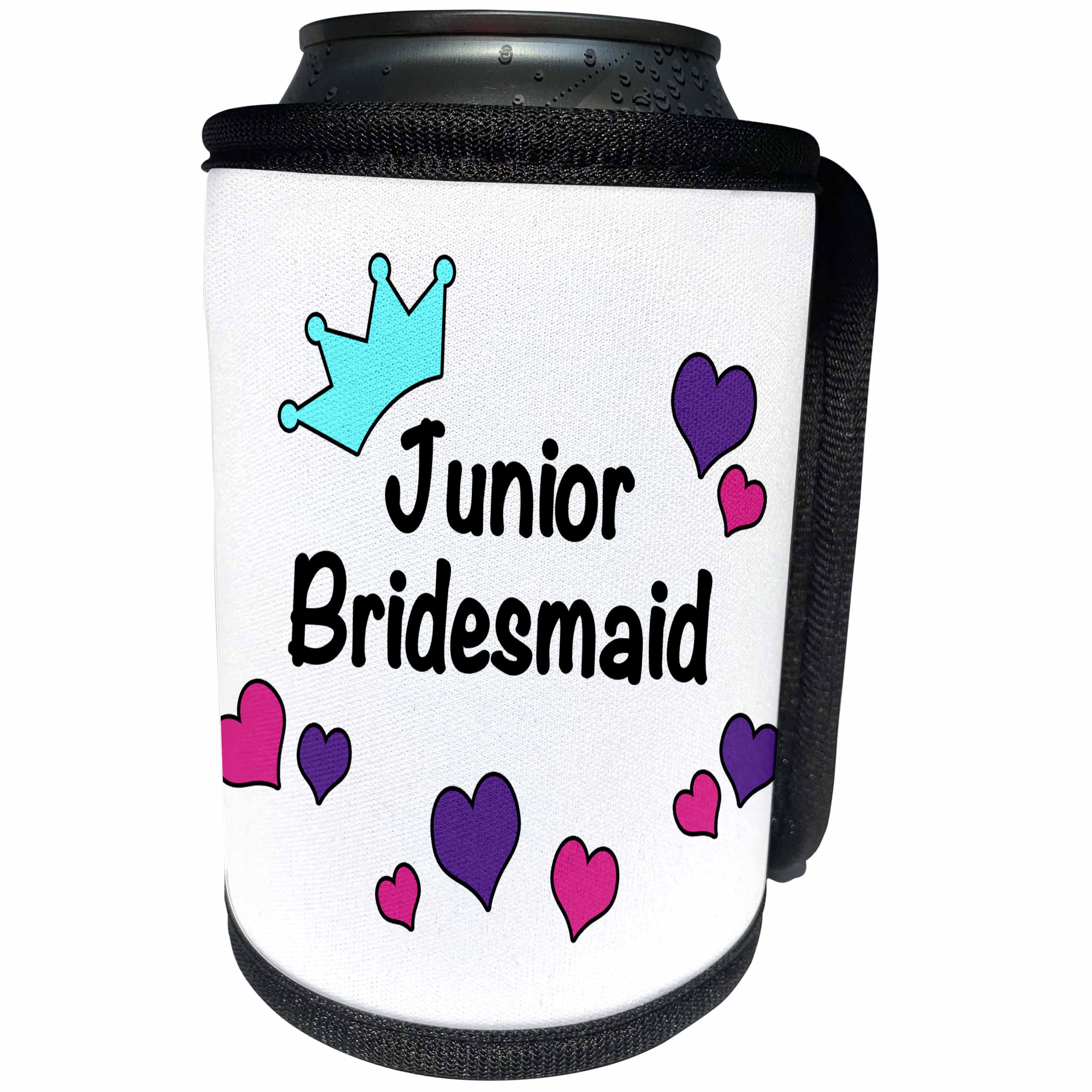 3dRose Bridesmaid - Junior Bridesmaid Pink and Purple - Can Cooler Bottle Wrap (cc_261009)