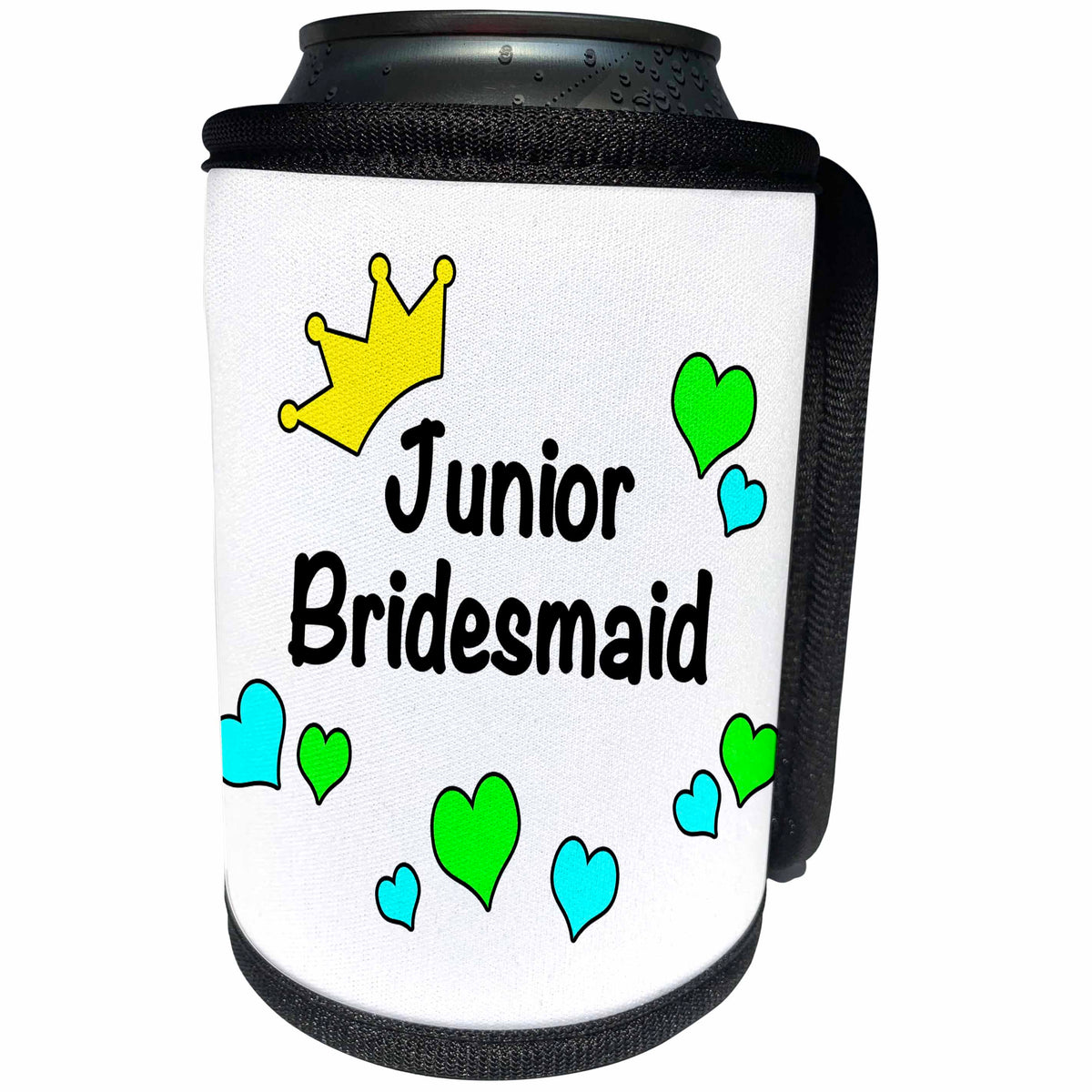 3dRose Bridesmaid - Junior Bridesmaid Turquoise and Green - Can Cooler Bottle Wrap (cc_261010)