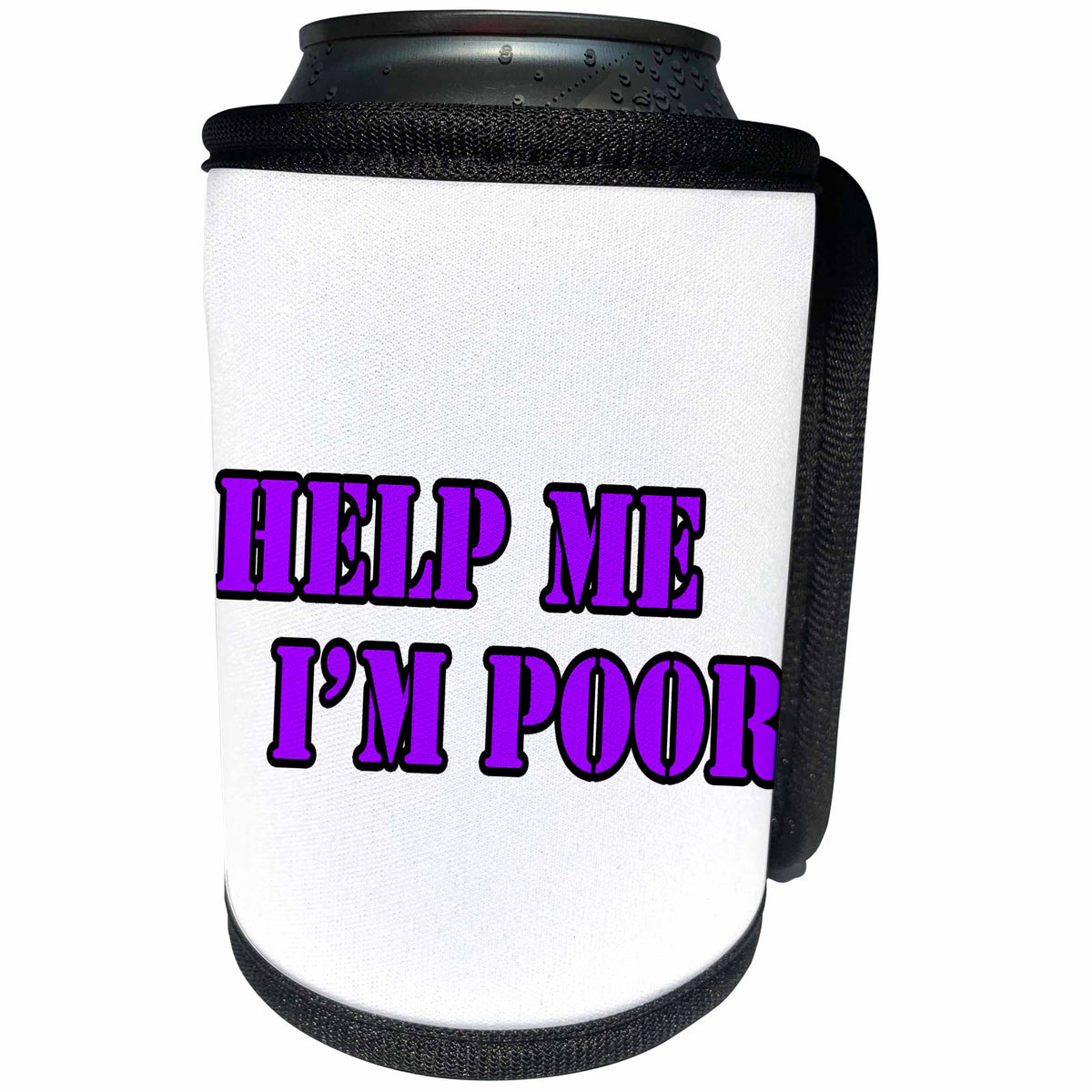 3dRose Help Me - Help Me Im Poor Purple - Can Cooler Bottle Wrap (cc_261017)