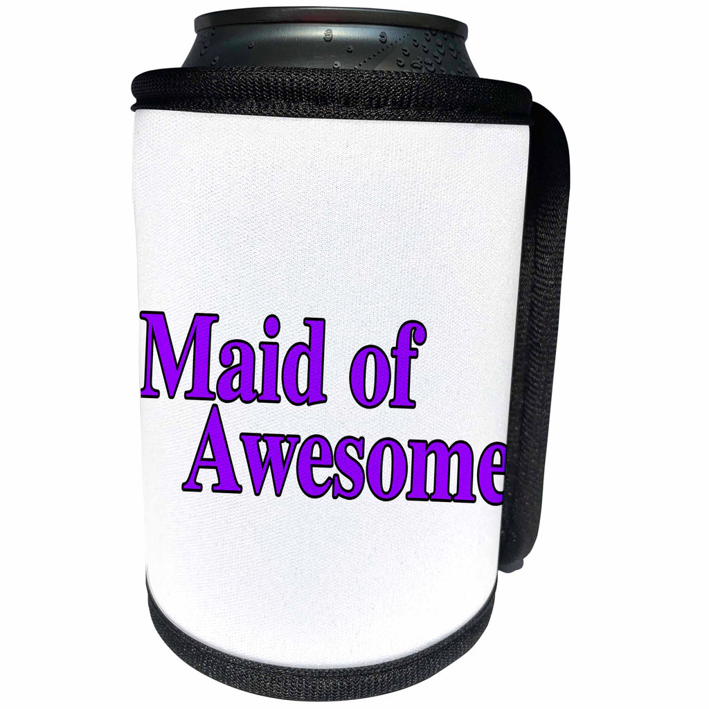 3dRose Maid of Honor - Maid of Awesome Purple - Can Cooler Bottle Wrap (cc_261021)