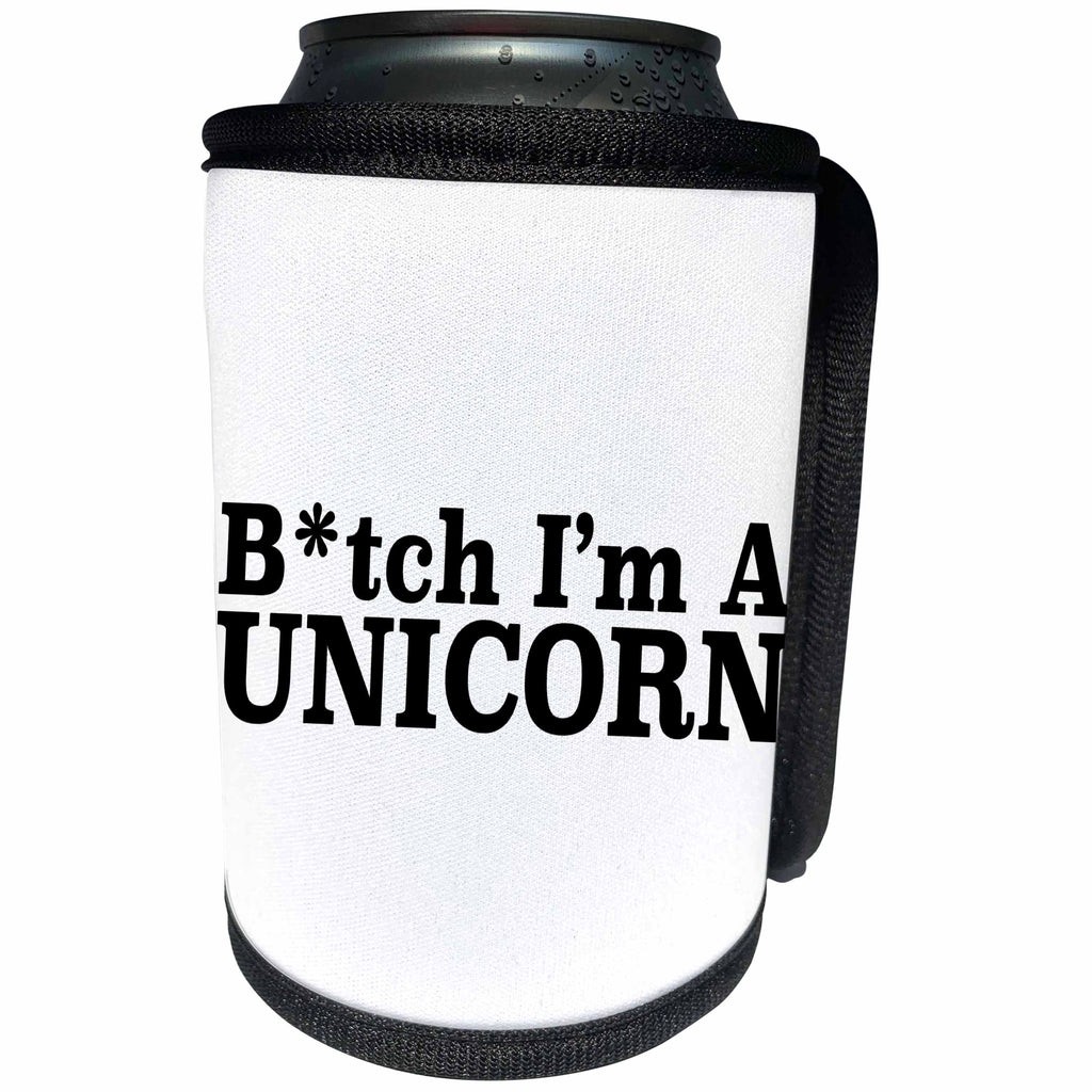3dRose Unicorn - Btch Im A Unicorn Black - Can Cooler Bottle Wrap (cc_261025)