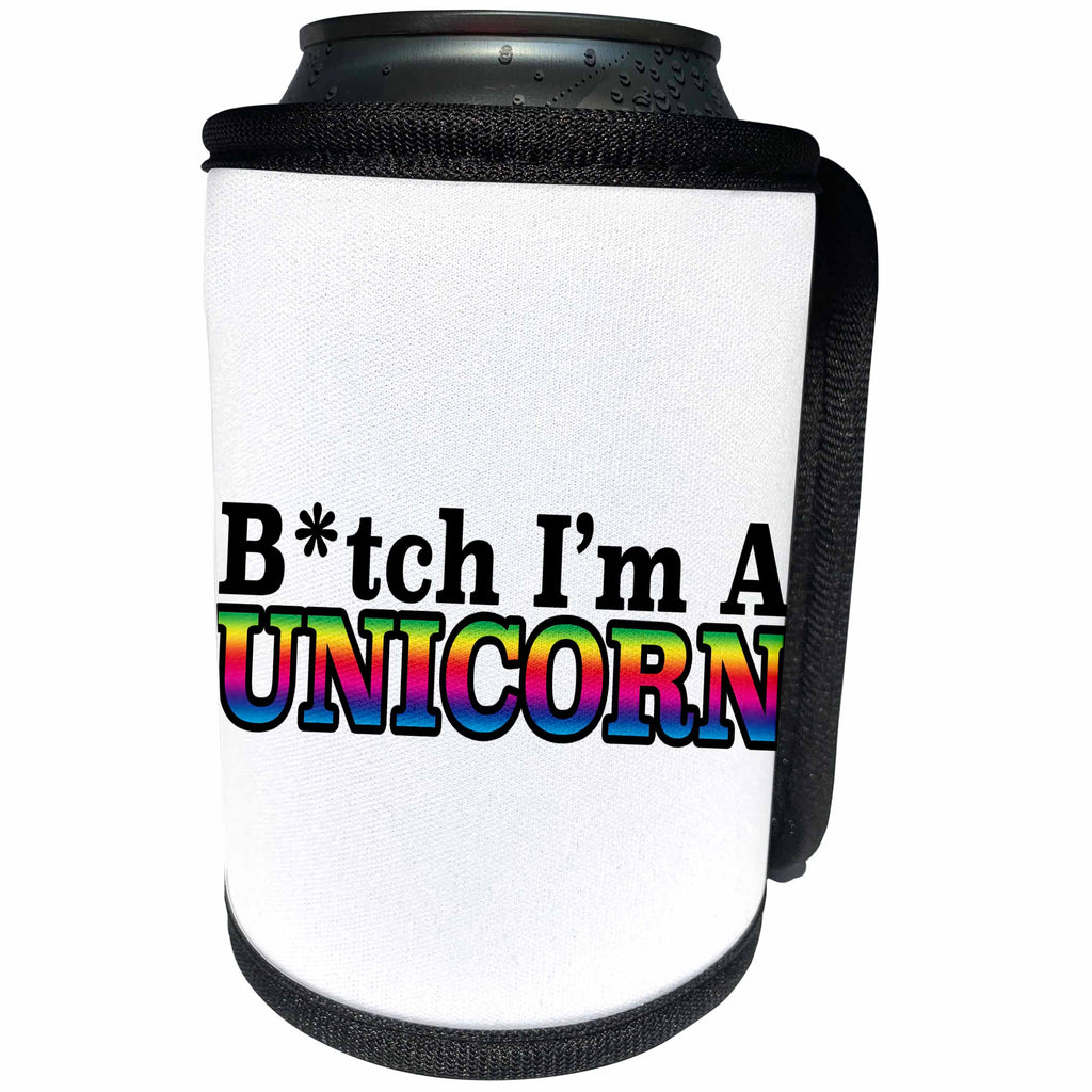 3dRose Unicorn - Btch Im A Unicorn Rainbow - Can Cooler Bottle Wrap (cc_261026)