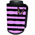 3dRose Patricia Sanders Creations - Butterfly Pink and Black Pattern - Can Cooler Bottle Wrap (cc_26103)
