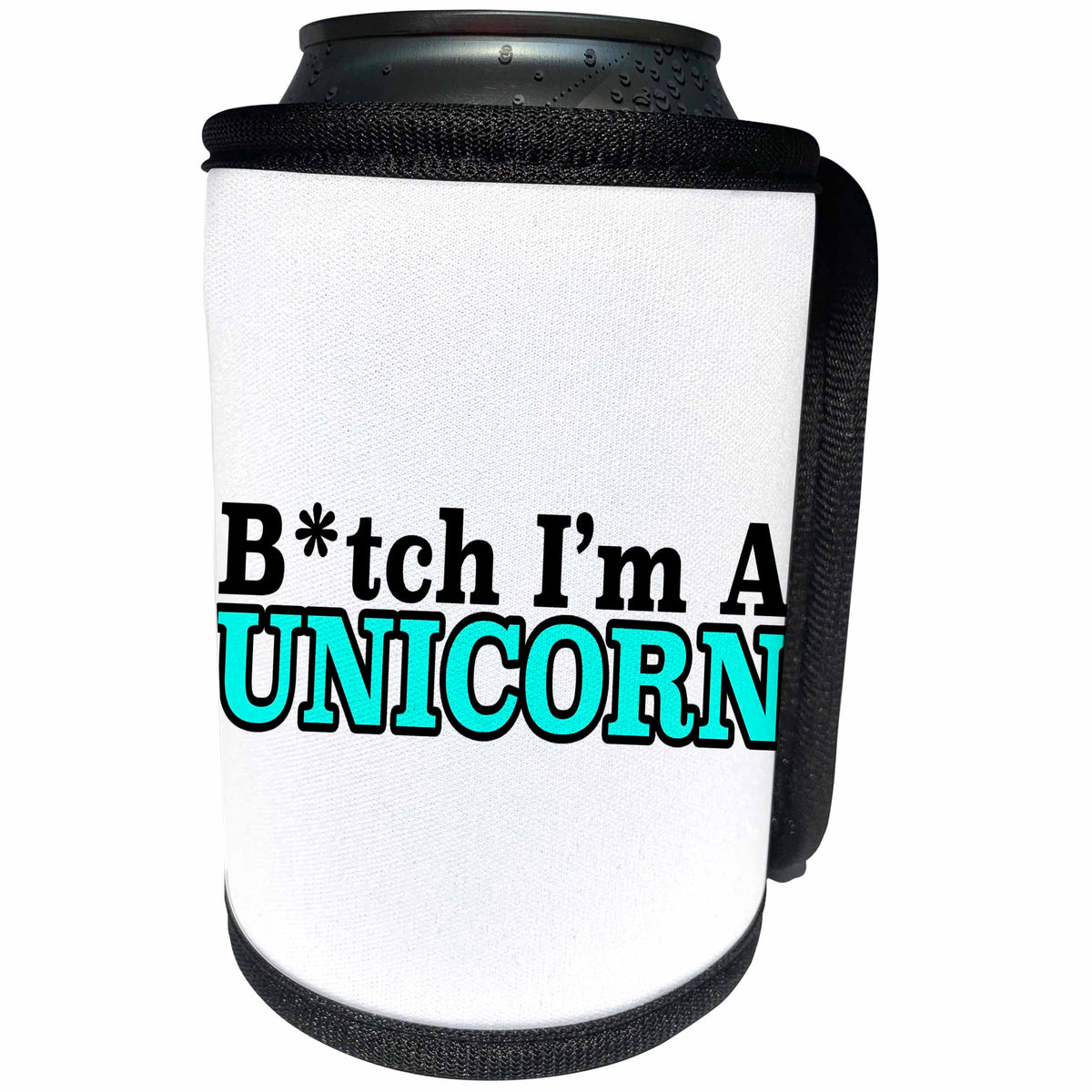 3dRose Unicorn - Btch Im A Unicorn Turquoise - Can Cooler Bottle Wrap (cc_261030)