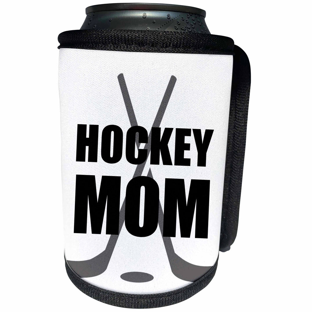 3dRose Ice Hockey - Hockey Mom Black - Can Cooler Bottle Wrap (cc_261032)