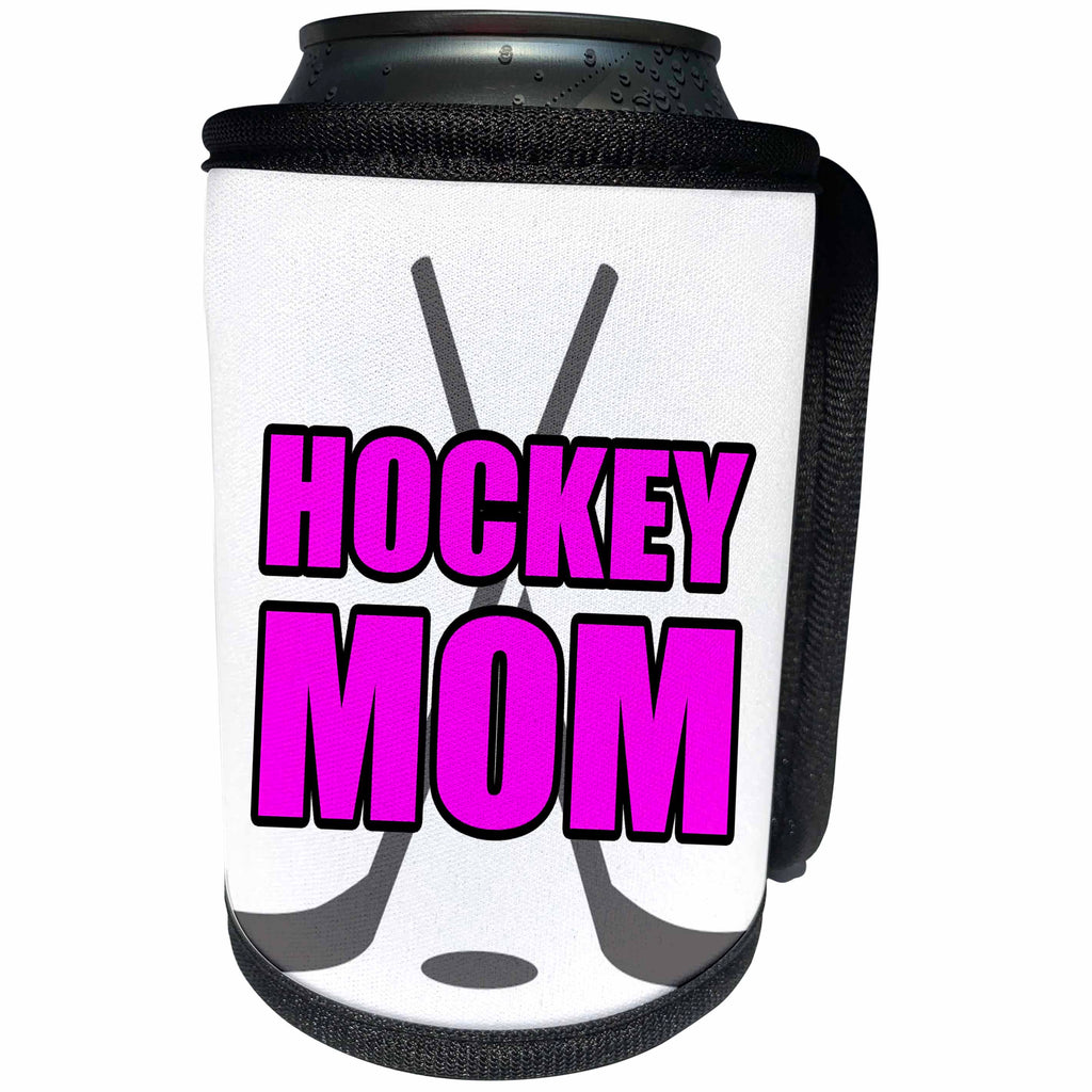 3dRose Ice Hockey - Hockey Mom Pink - Can Cooler Bottle Wrap (cc_261033)