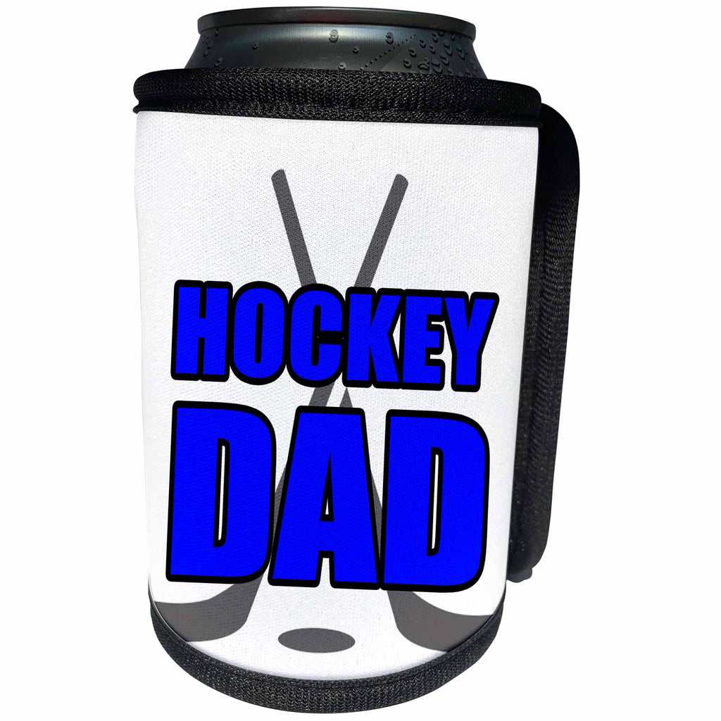 3dRose Ice Hockey - Hockey Dad Blue - Can Cooler Bottle Wrap (cc_261039)