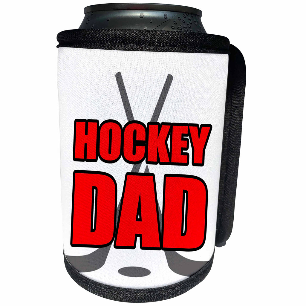 3dRose Ice Hockey - Hockey Dad Red - Can Cooler Bottle Wrap (cc_261040)
