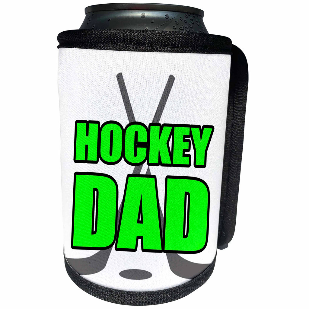 3dRose Ice Hockey - Hockey Dad Red - Can Cooler Bottle Wrap (cc_261041)