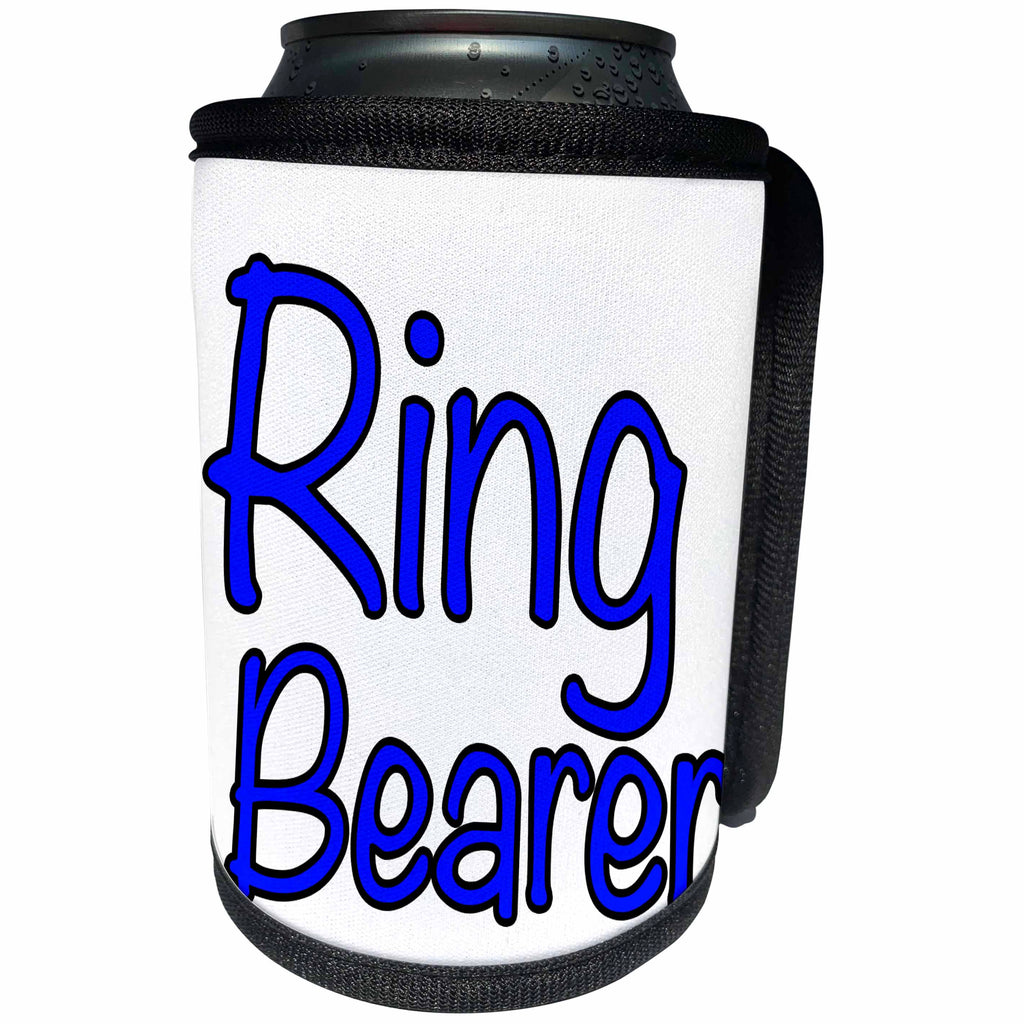 3dRose Ring Bearer - Ring Bearer Blue - Can Cooler Bottle Wrap (cc_261042)