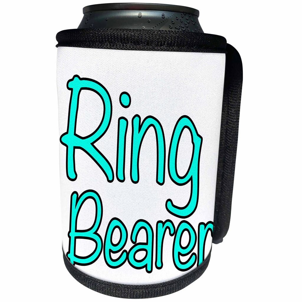 3dRose Ring Bearer - Ring Bearer Turquoise - Can Cooler Bottle Wrap (cc_261043)
