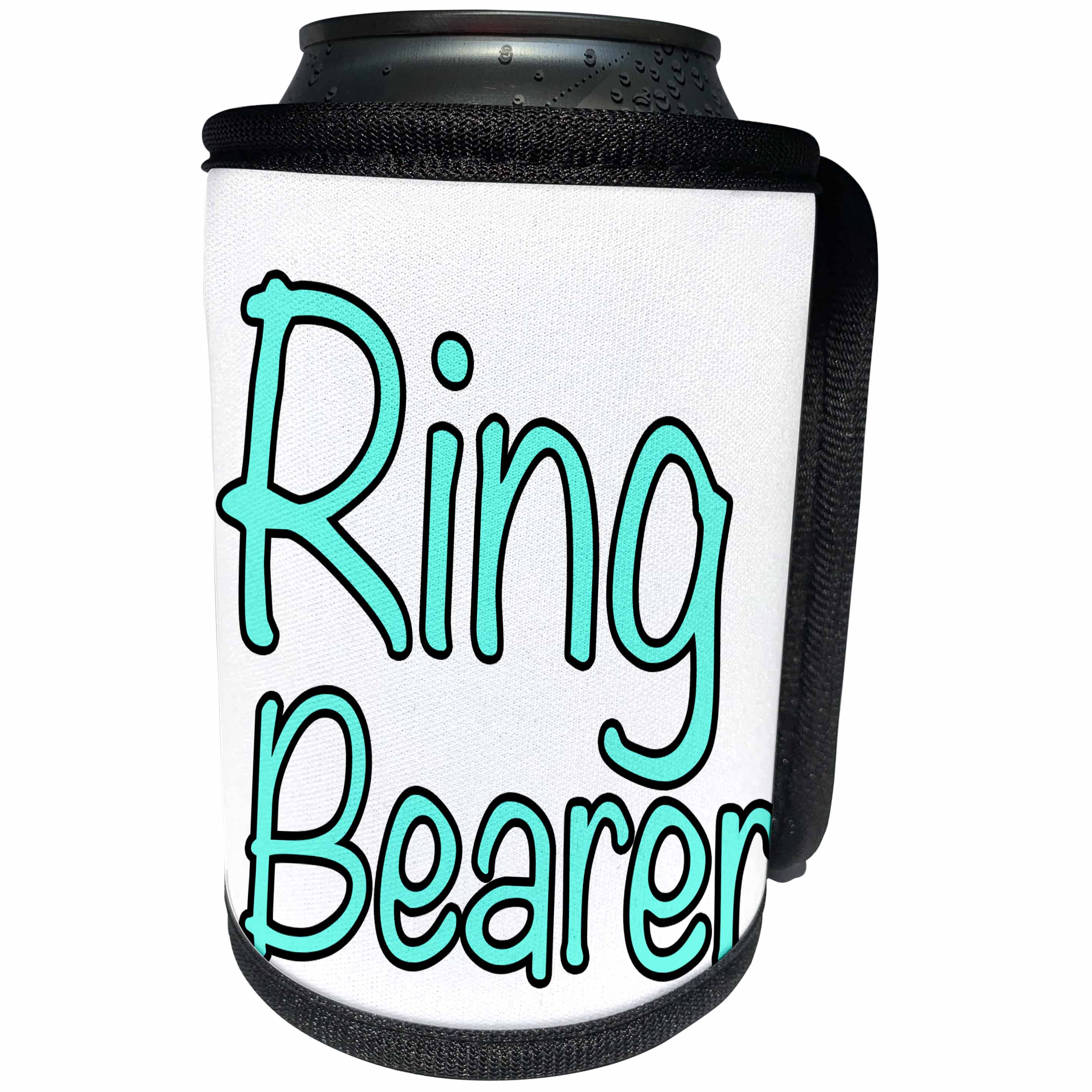 3dRose Ring Bearer - Ring Bearer Turquoise - Can Cooler Bottle Wrap (cc_261043)