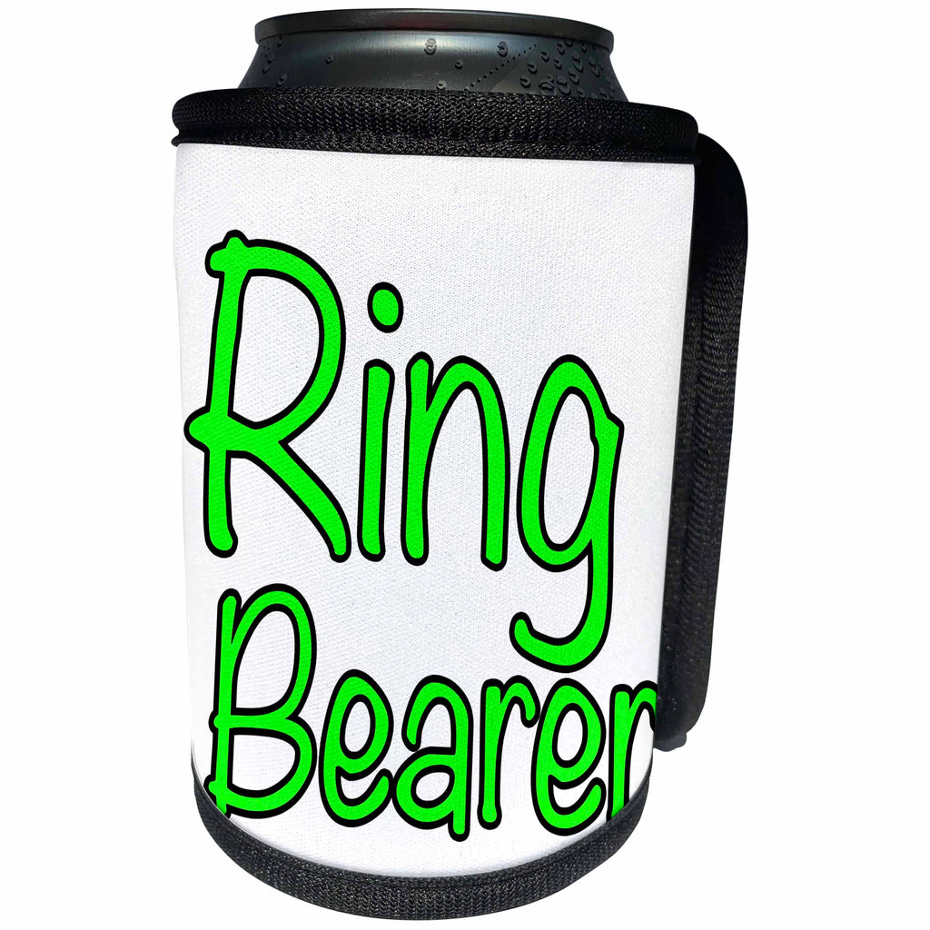 3dRose Ring Bearer - Ring Bearer Green - Can Cooler Bottle Wrap (cc_261044)