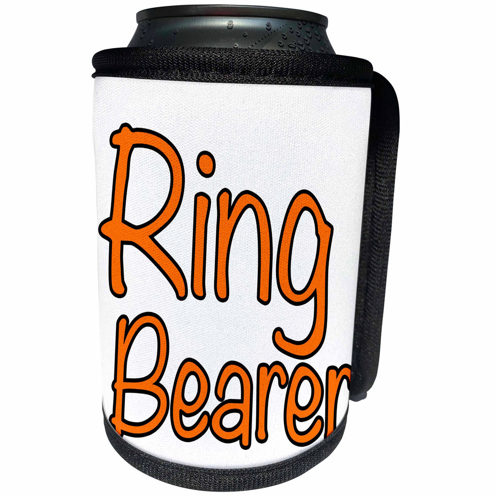 3dRose Ring Bearer - Ring Bearer Orange - Can Cooler Bottle Wrap (cc_261046)