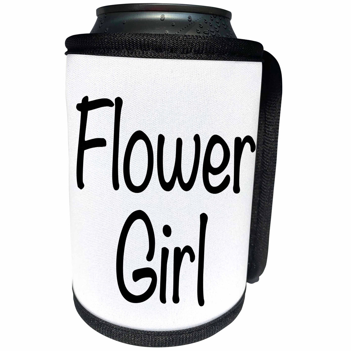 3dRose Flower Girl - Flower Girl Black - Can Cooler Bottle Wrap (cc_261047)