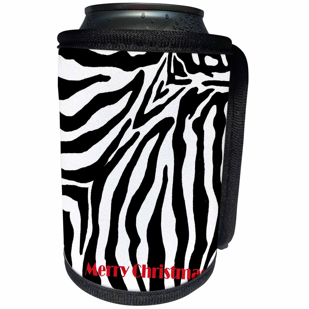 3dRose Patricia Sanders Creations - Christmas Zebra Print - Can Cooler Bottle Wrap (cc_26105)