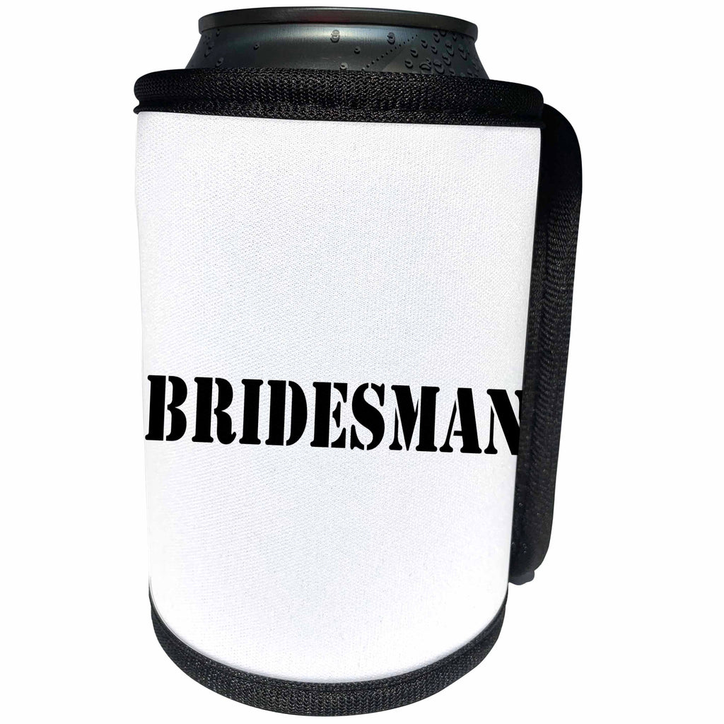 3dRose Bridesmaid Man - Bridesman Black - Can Cooler Bottle Wrap (cc_261053)