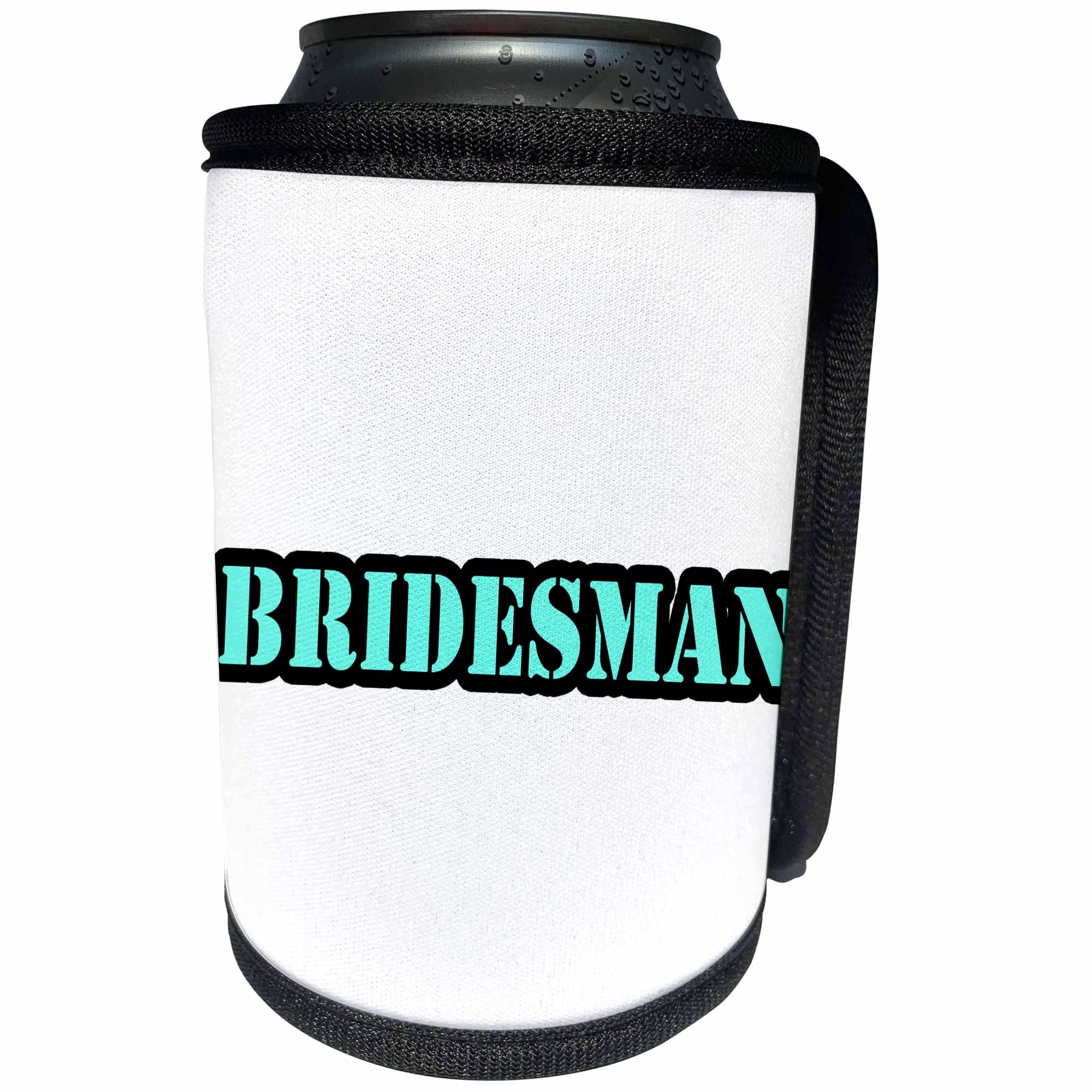 3dRose Bridesmaid Man - Bridesman Turquoise - Can Cooler Bottle Wrap (cc_261058)