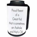 3dRose BrooklynMeme Funny Sayings - Proud parent of a great kid sometimes an asshole - Can Cooler Bottle Wrap (cc_261198)