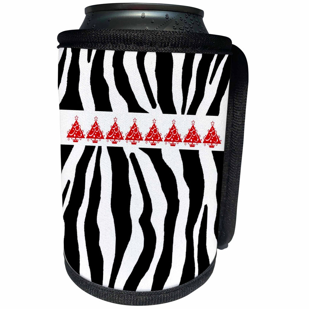 3dRose Patricia Sanders Creations - Christmas Tree Zebra Print - Can Cooler Bottle Wrap (cc_26124)