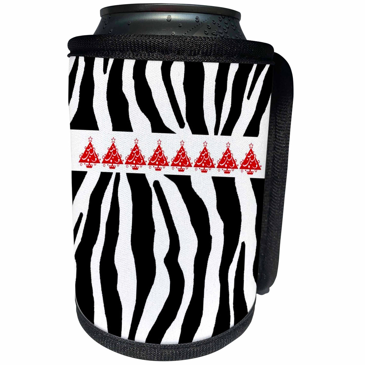 3dRose Patricia Sanders Creations - Christmas Tree Zebra Print - Can Cooler Bottle Wrap (cc_26124)
