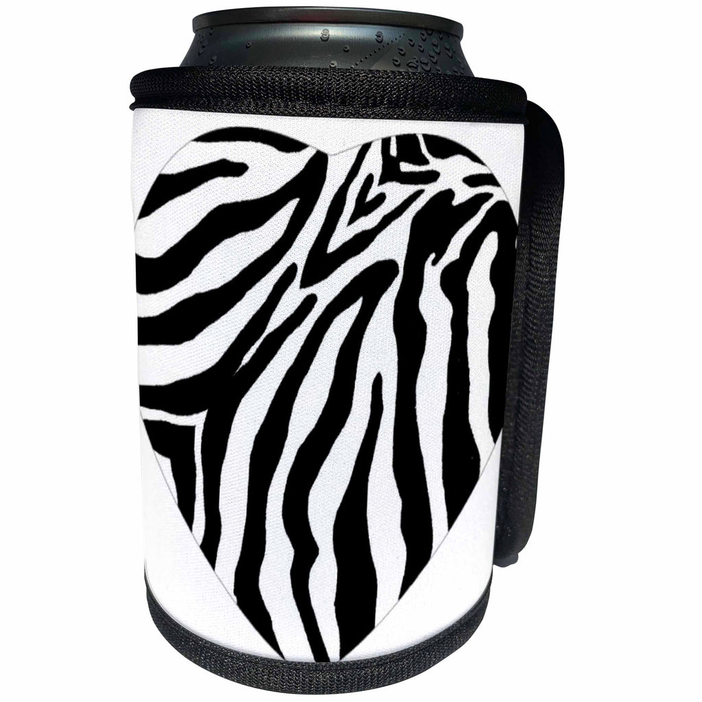 3dRose Patricia Sanders Creations - Heart of Love Zebra Print - Can Cooler Bottle Wrap (cc_26125)