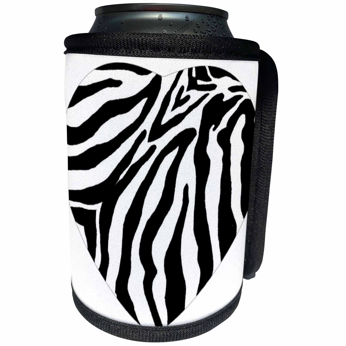 3dRose Patricia Sanders Creations - Heart of Love Zebra Print - Can Cooler Bottle Wrap (cc_26125)