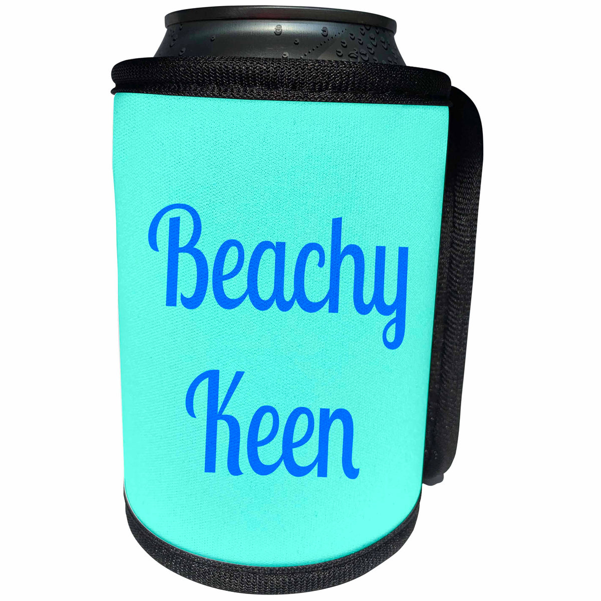 3dRose BrooklynMeme Sayings - Beachy Keen in blue - Can Cooler Bottle Wrap (cc_261260)