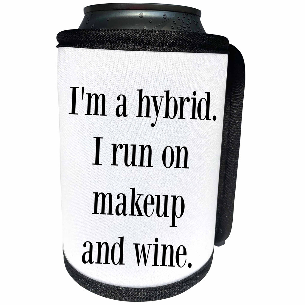 3dRose BrooklynMeme Funny Sayings - I run on makeup and wine - Can Cooler Bottle Wrap (cc_261261)