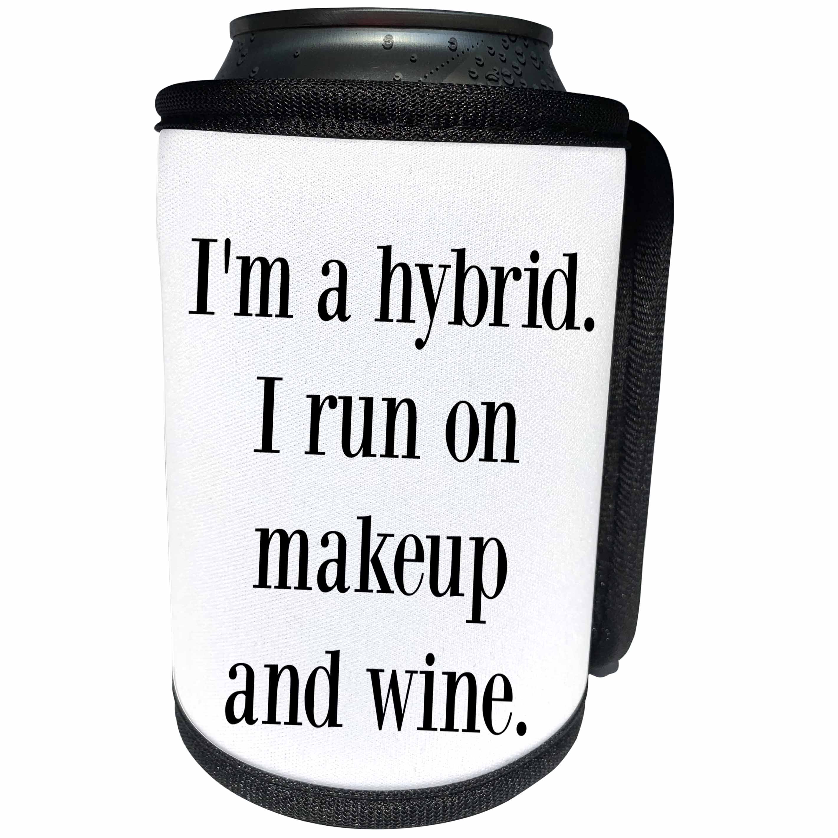 3dRose BrooklynMeme Funny Sayings - I run on makeup and wine - Can Cooler Bottle Wrap (cc_261261)
