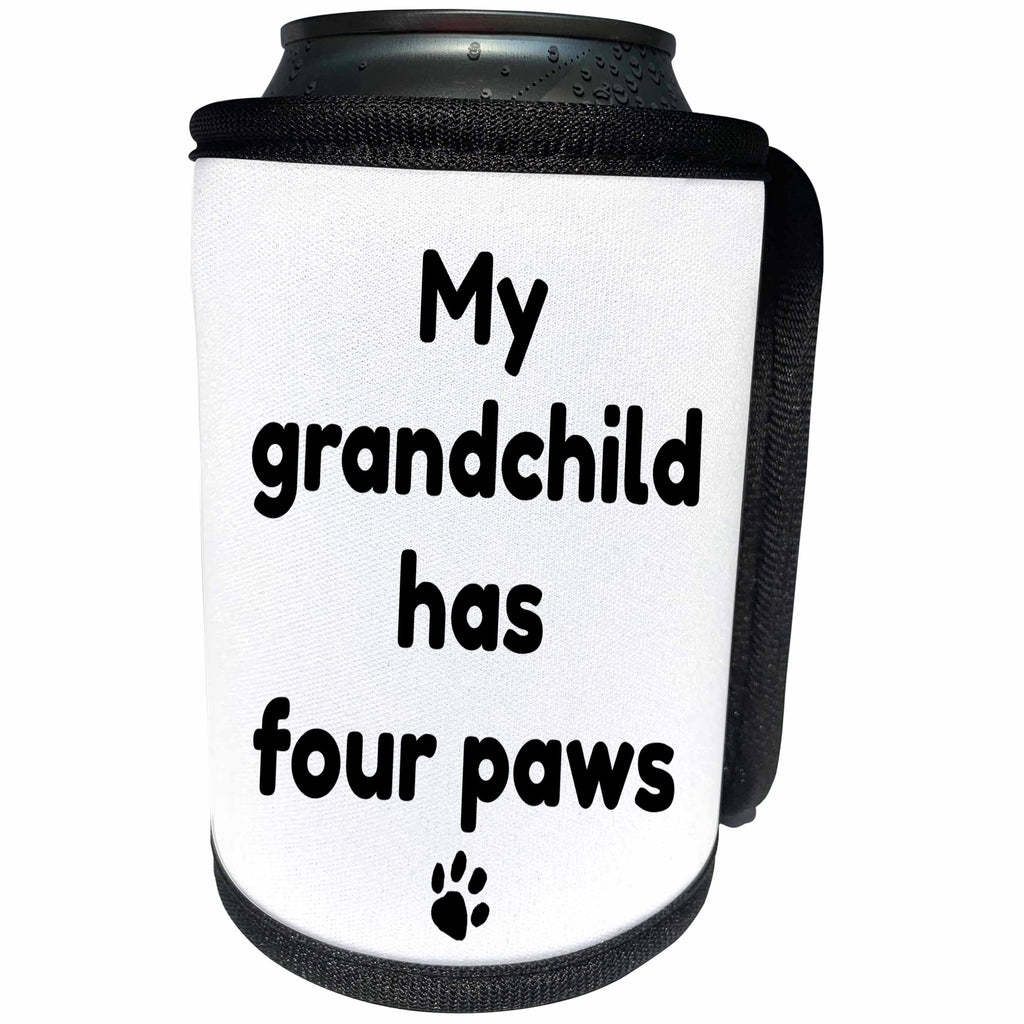 3dRose BrooklynMeme Funny Sayings - My grandchild has four paws - Can Cooler Bottle Wrap (cc_261266)