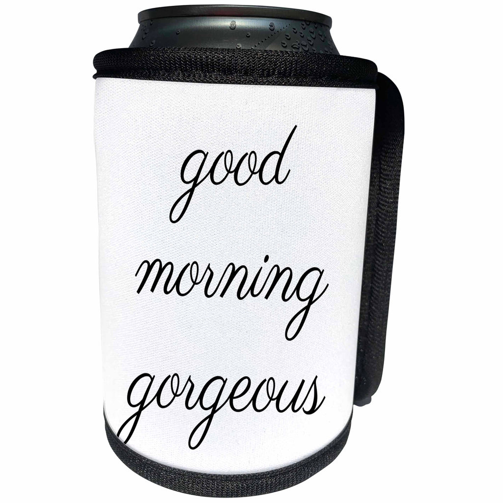 3dRose BrooklynMeme Sayings - Good morning gorgeous - Can Cooler Bottle Wrap (cc_261276)