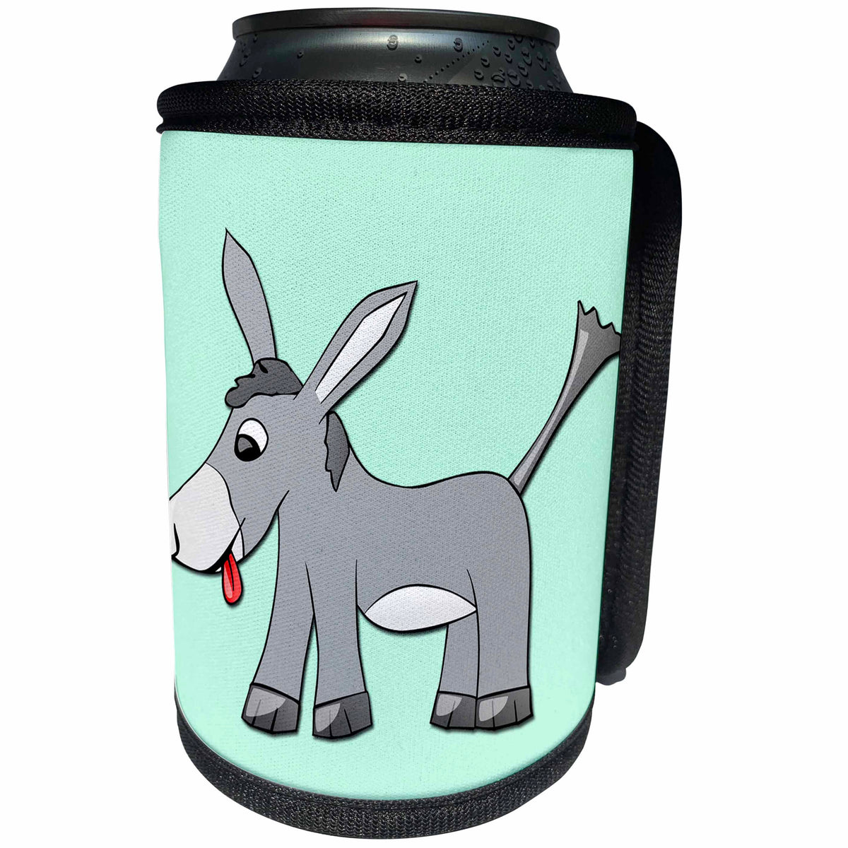 3dRose RinaPiro - Kids - Cute little Donkey. Light lime background. Kids décor. - Can Cooler Bottle Wrap (cc_261279)
