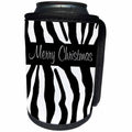 3dRose Patricia Sanders Creations - Merry Christmas Zebra Print - Can Cooler Bottle Wrap (cc_26128)