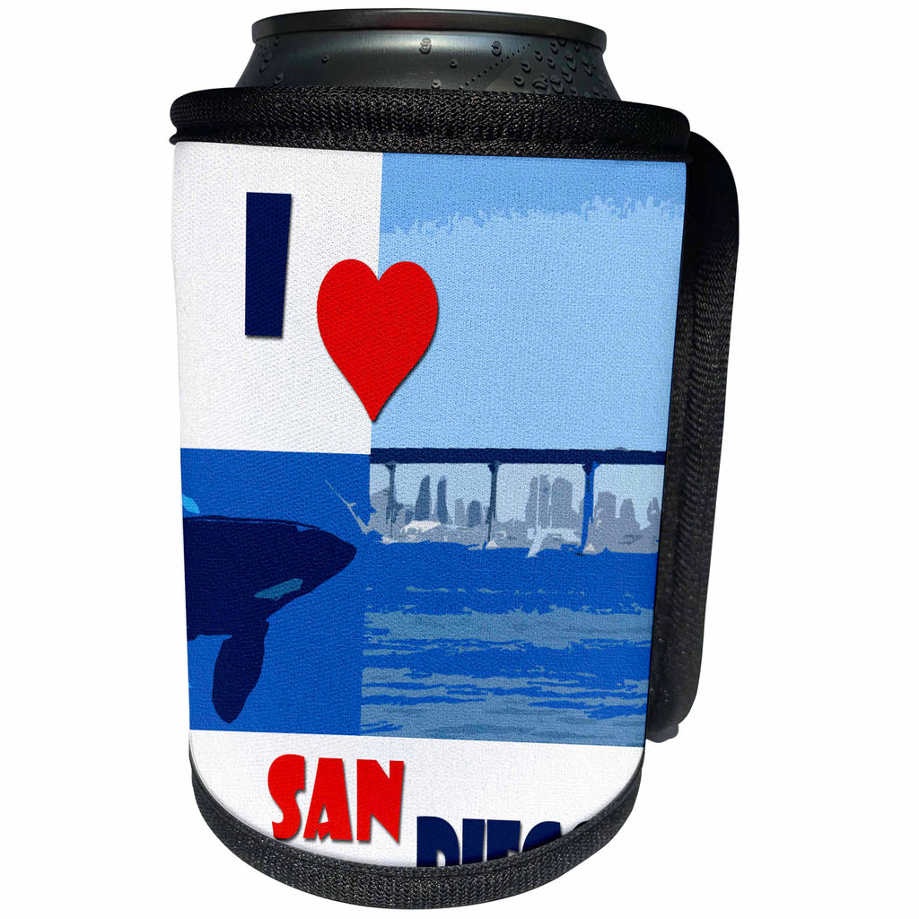 3dRose I Love San Diego. Balboa Park. Coronado Bridge - Can Cooler Bottle Wrap (cc_261282)