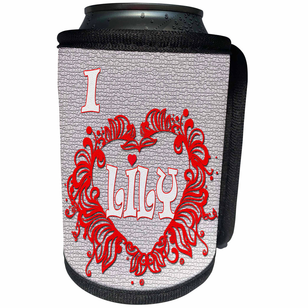 3dRose RinaPiro - Love Quotes - I Love Lily. Love is forever. - Can Cooler Bottle Wrap (cc_261299)