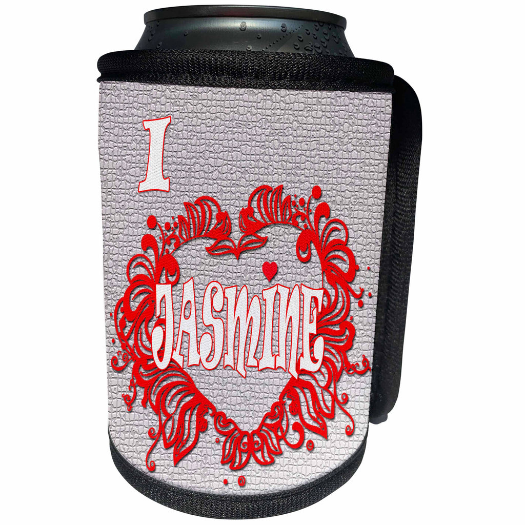3dRose RinaPiro - Love Quotes - I Love Jasmine. Love is forever. - Can Cooler Bottle Wrap (cc_261304)
