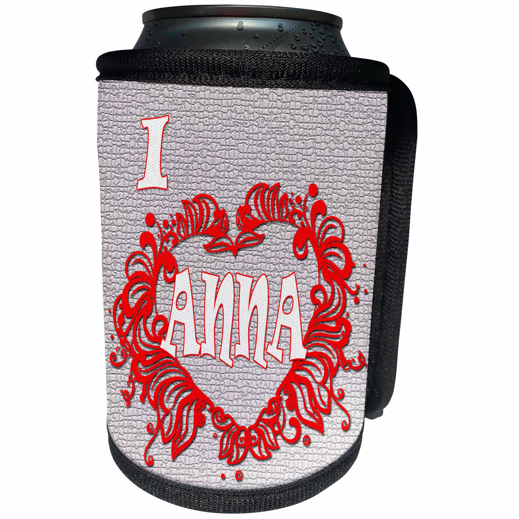 3dRose RinaPiro - Love Quotes - I Love Anna. Love is forever. - Can Cooler Bottle Wrap (cc_261309)