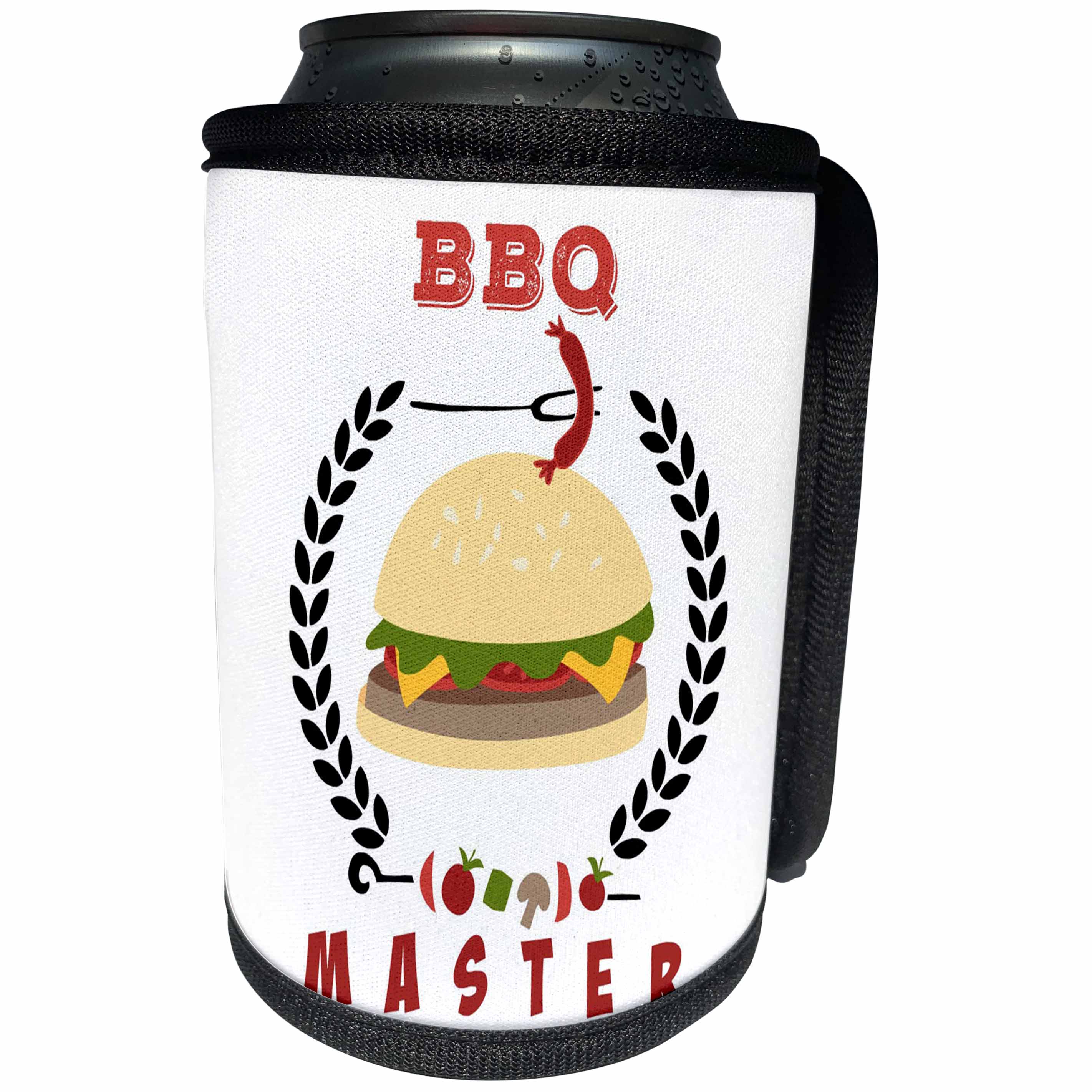 3dRose RinaPiro - Funny Quotes - BBQ Master. Hamburger. Grilling. Outdoor. Party time. - Can Cooler Bottle Wrap (cc_261337)
