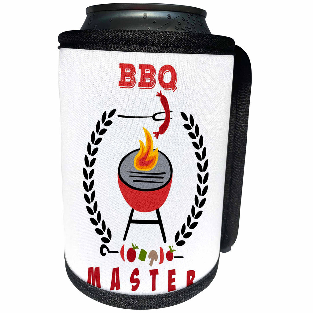 3dRose RinaPiro - Funny Quotes - BBQ Master. Grill. Sausage. Grilling. Outdoor. Party time. - Can Cooler Bottle Wrap (cc_261338)