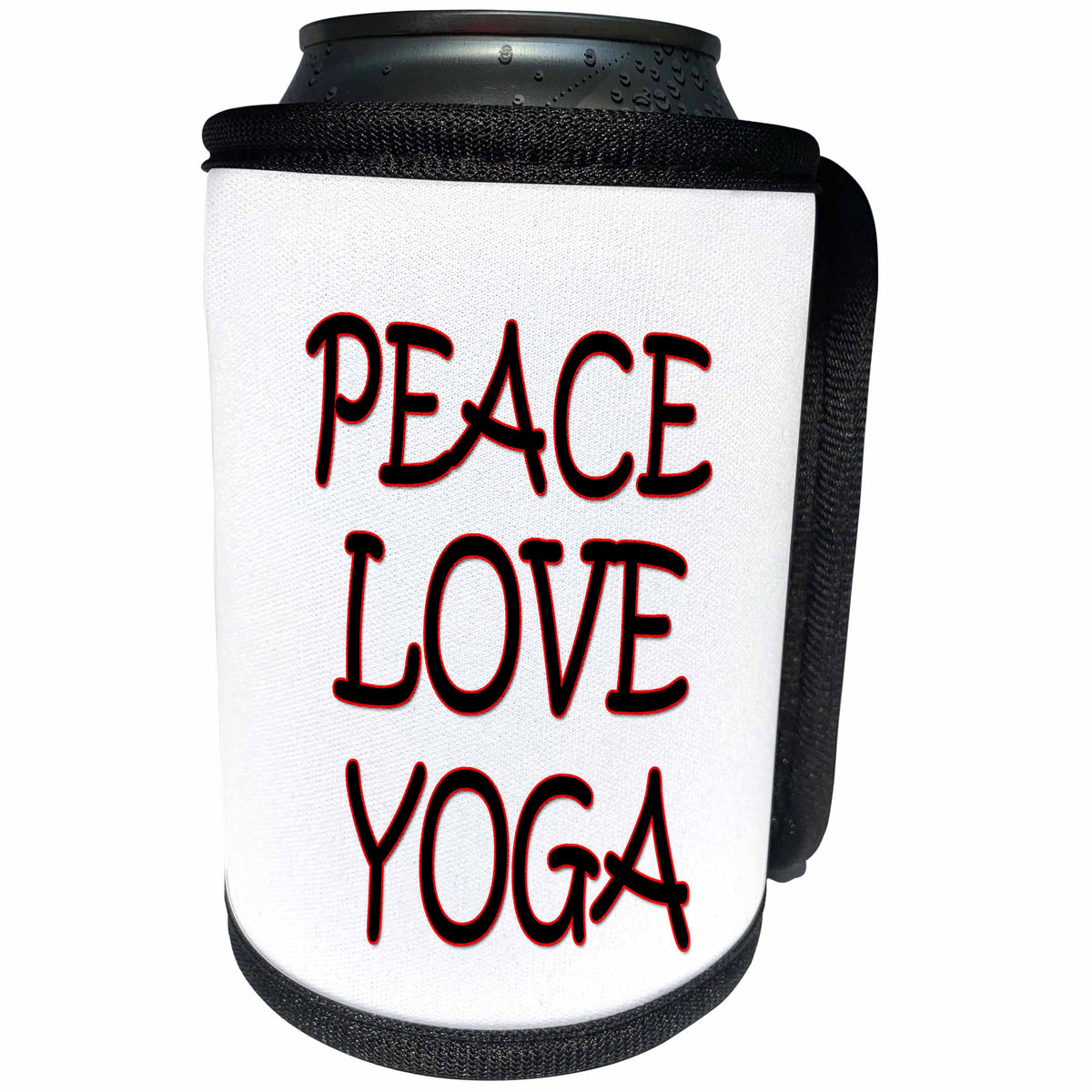 3dRose RinaPiro - Fitness Quotes - Peace. Love. Yoga. Gym. Fitness club. Sport. Exercise. - Can Cooler Bottle Wrap (cc_261353)